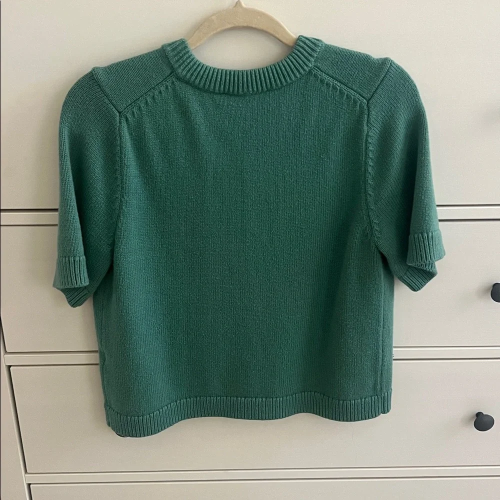 Abercrombie & Fitch Teal Button-Up Short Sleeve Crew Cardigan Size M - Picture 5 of 7